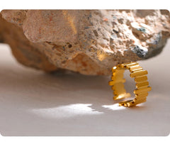 Minimalist Asymmetric Open Ring, 18K Gold Plated | Modern Geometric Stainless Steel Design – Euphoria Jewels Co