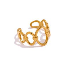 18K Gold Plated Open Chain Ring | Stainless Steel Geometric Statement Ring – Euphoria Jewels Co