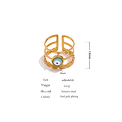 18K Gold Plated Adjustable Turkish Evil Eye Bead Ring | Fashionable Protection Jewelry – Euphoria Jewels Co