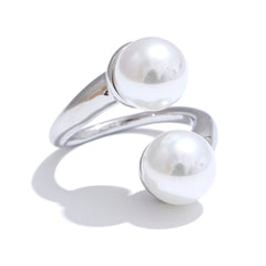 Open adjustable geometric pearl ring gold plated | Elegant stainless steel jewelry – Euphoria Jewels Co