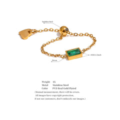 טבעת שרשרת מתכווננת עם זירקוניה ירוקה בציפוי זהב 18 קראט | תכשיט עדין אלגנטי – Euphoria Jewels Co