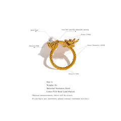 Statement Flower Ring with Decorative Pearl in 18K Gold Plating | Fashionable and Waterproof Jewelry – Euphoria Jewels Co