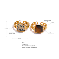 Tiger Ring with Natural Open Stone, 18K Gold Plated | Unique Vintage Design – Euphoria Jewels Co
