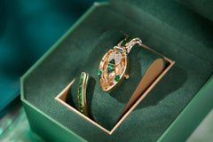 ✨ שעון קווורץ לנשים עם עיצוב נחש וצמיד ריינסטון – מתנה אופנתית לאישה 💎