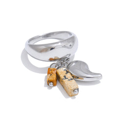 18K Gold Plated Natural Stone Pendant Ring with Chili Pepper Design | Unique Handmade Jewelry – Euphoria Jewels Co
