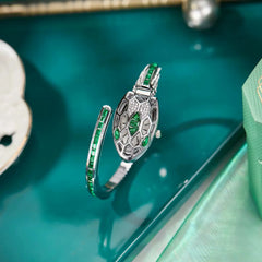 ✨ שעון קווורץ לנשים עם עיצוב נחש וצמיד ריינסטון – מתנה אופנתית לאישה 💎