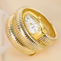 ✨ שעון קווורץ יוקרתי לנשים עם עיצוב נחש וגמיש, עשוי נירוסטה – שעון קז'ואל ומתנה מעולה 💎