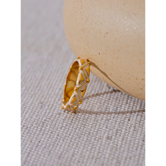 Open White Enamel Ring, 18K Gold Plated | Chic Everyday Stainless Steel Jewelry – Euphoria Jewels Co
