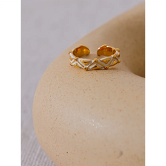Open White Enamel Ring, 18K Gold Plated | Chic Everyday Stainless Steel Jewelry – Euphoria Jewels Co