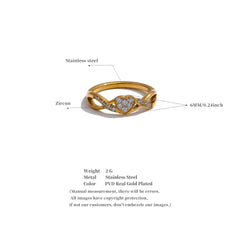 Dainty Heart Zirconia Ring Gold Plated | Elegant Everyday Stainless Steel Jewelry – Euphoria Jewels Co
