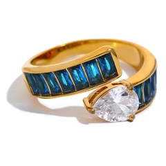 Luxurious Gold Ring with Colorful Zirconia Stones | Hypoallergenic Jewelry with 18K Gold Plating – Euphoria Jewels Co
