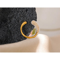 Elegant Open Pearl Ring Gold Plated | Chic and Feminine Stainless Steel Jewelry – Euphoria Jewels Co
