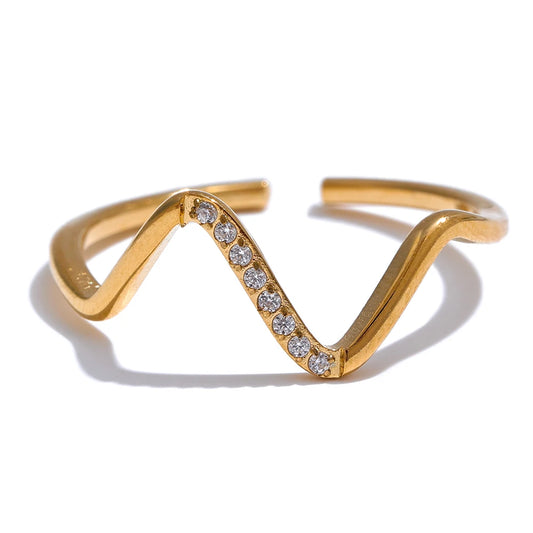 Adjustable Asymmetrical Open Ring with Platinum Plating | Modern Geometric Design – Euphoria Jewels Co