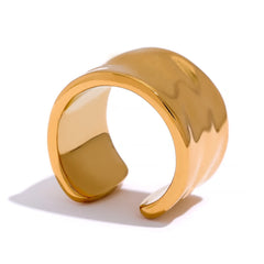 Minimalist Geometric Wide Ring 18K Gold Plated | Modern Statement Ring – Euphoria Jewels Co