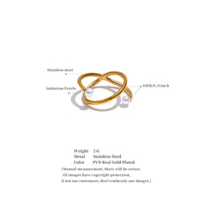 18K Gold Plated Minimalist Geometric Pearl Ring | Elegant Everyday Stainless Steel Jewelry – Euphoria Jewels Co