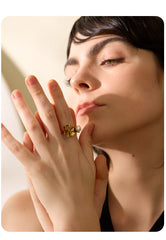 Statement Flower Ring with Decorative Pearl in 18K Gold Plating | Fashionable and Waterproof Jewelry – Euphoria Jewels Co