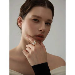 Butterfly Ring with Natural Shell and Zirconia, 18K Gold Plated | Elegant Jewelry – Euphoria Jewels Co