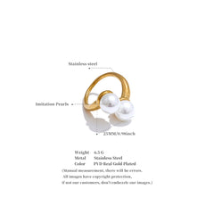 Open adjustable geometric pearl ring gold plated | Elegant stainless steel jewelry – Euphoria Jewels Co