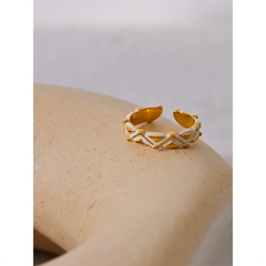 Open White Enamel Ring, 18K Gold Plated | Chic Everyday Stainless Steel Jewelry – Euphoria Jewels Co