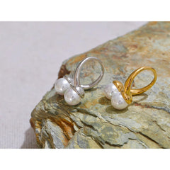 Open adjustable geometric pearl ring gold plated | Elegant stainless steel jewelry – Euphoria Jewels Co
