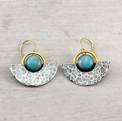 עגילי חצי עיגול בצבע כסף וינטג'