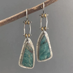 עגילי אבן ירוקים מכניים וינטאג'