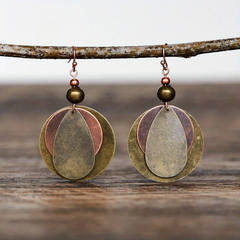 וינטג' עגילי חום עגולים