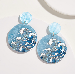 עגילי וינטג' בצבע כחול אוקיינוס בכסף