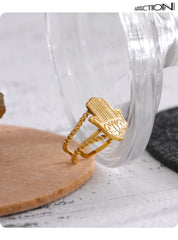 Open hand design ring, 18K gold-plated | Unique stainless steel statement ring – Euphoria Jewels Co