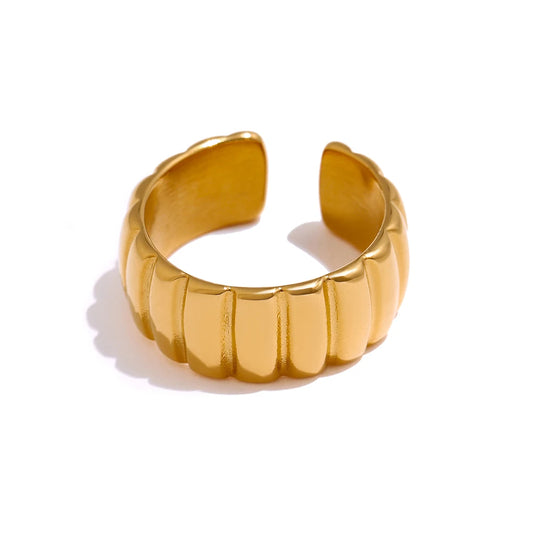 18K Gold Plated Open Circle Ring | Modern Stainless Steel Statement Ring – Euphoria Jewels Co