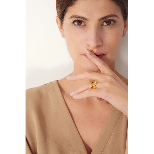 Minimalist Open Chain Ring, 18K Gold Plated | Elegant Modern Jewelry – Euphoria Jewels Co