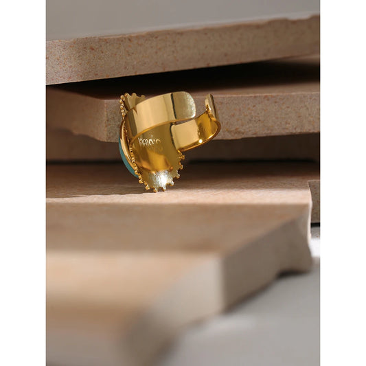 Open Geometric Stone Ring, 18K Gold Plated | Elegant Statement Ring – Euphoria Jewels Co