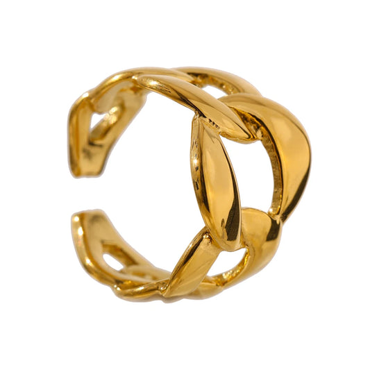 Minimalist Open Chain Ring, 18K Gold Plated | Elegant Modern Jewelry – Euphoria Jewels Co