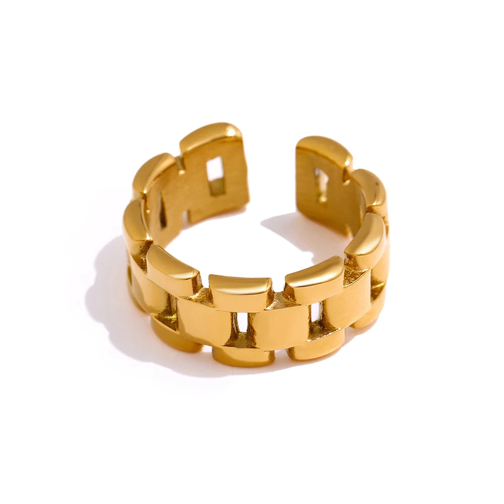 18K Gold Plated Rope Chain Ring | Fashionable Statement Ring - Euphoria Jewels Co