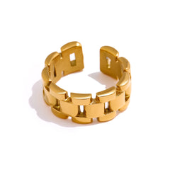 18K Gold Plated Rope Chain Ring | Fashionable Statement Ring - Euphoria Jewels Co