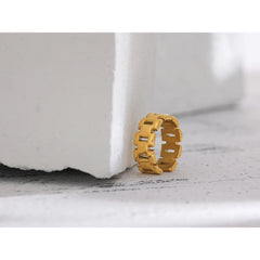 18K Gold Plated Rope Chain Ring | Fashionable Statement Ring - Euphoria Jewels Co