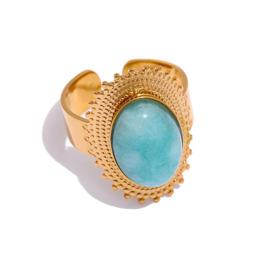 Open Geometric Stone Ring, 18K Gold Plated | Elegant Statement Ring – Euphoria Jewels Co