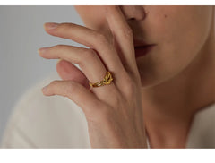 Open Link Ring in Gold Plating | Elegant Modern Stainless Steel Design – Euphoria Jewels Co