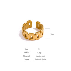 18K Gold Plated Rope Chain Ring | Fashionable Statement Ring - Euphoria Jewels Co