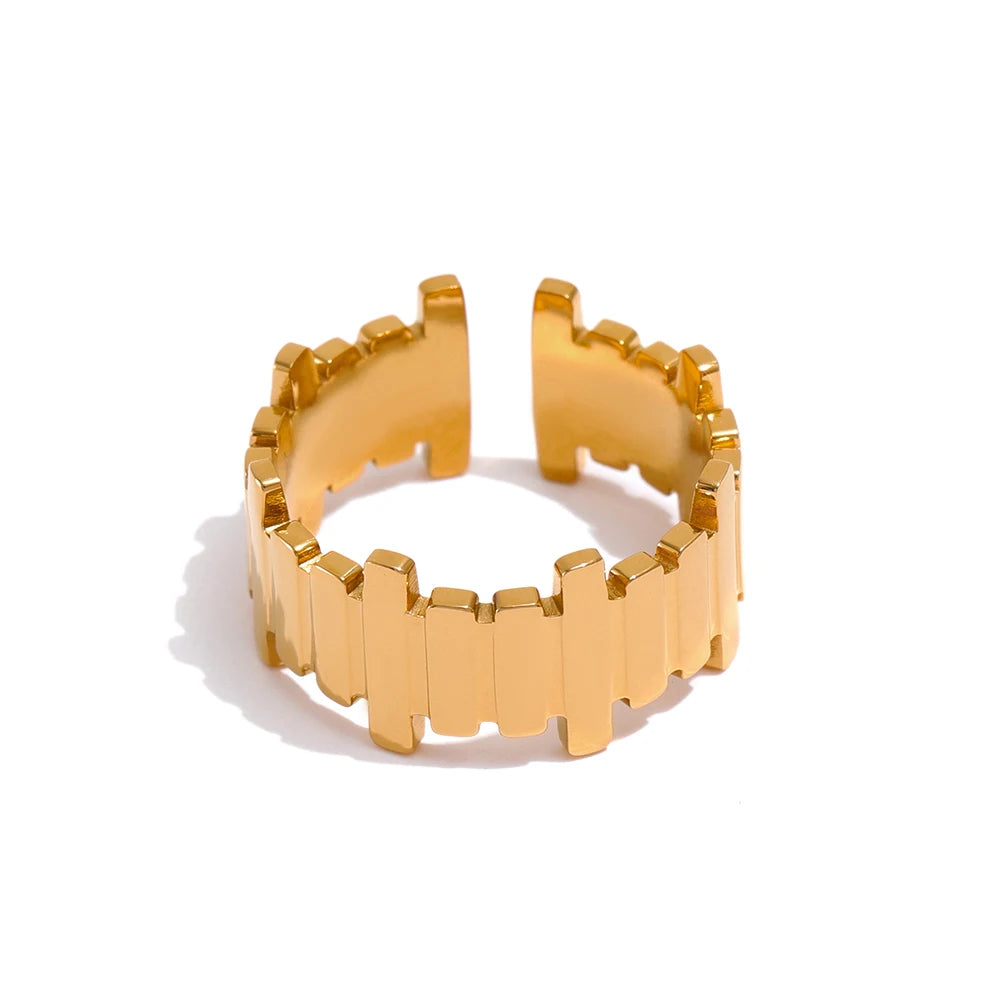 Minimalist Asymmetric Open Ring, 18K Gold Plated | Modern Geometric Stainless Steel Design – Euphoria Jewels Co