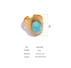 Open Geometric Stone Ring, 18K Gold Plated | Elegant Statement Ring – Euphoria Jewels Co