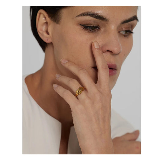 Open Link Ring in Gold Plating | Elegant Modern Stainless Steel Design – Euphoria Jewels Co