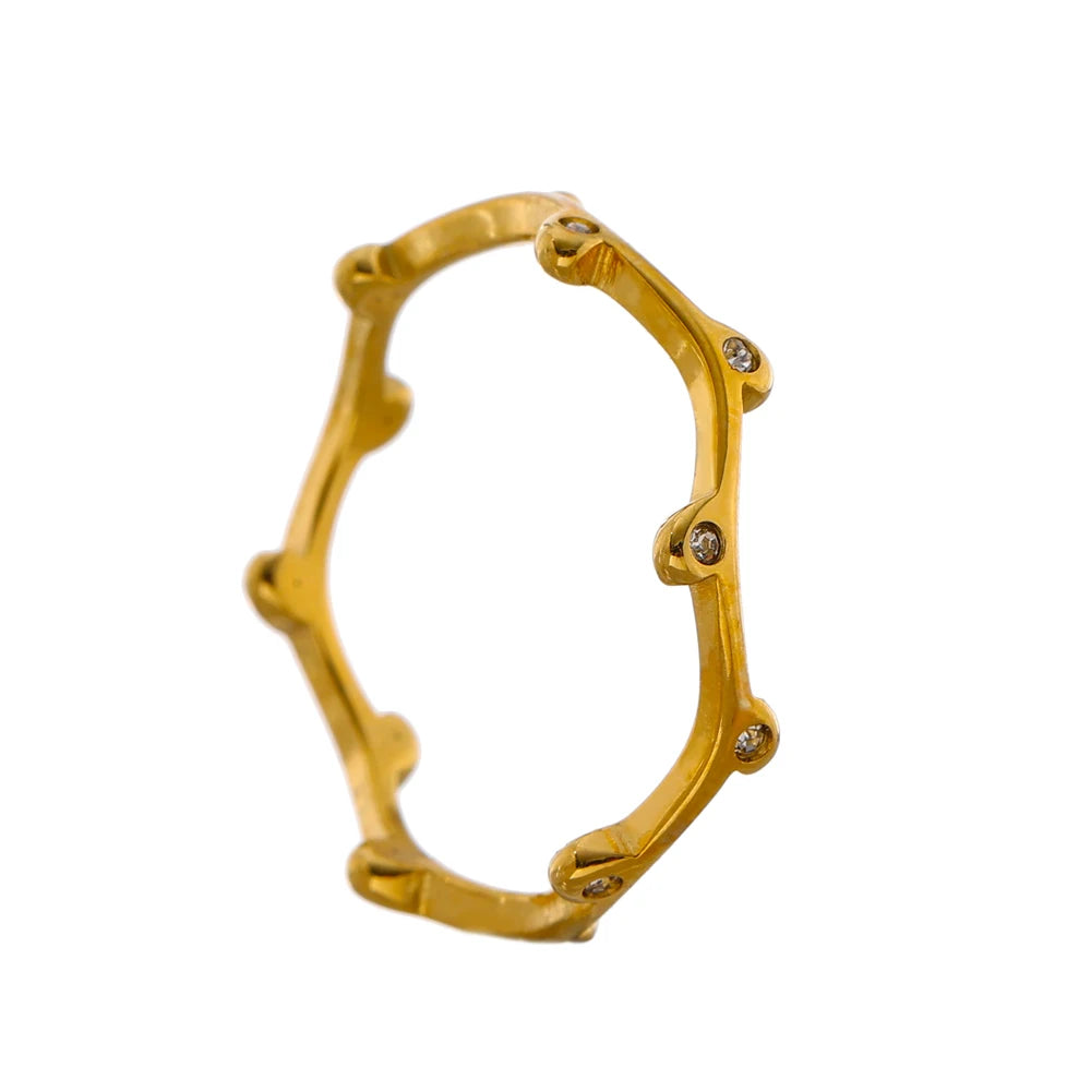 Sparkling Zirconia Engagement Ring with 18k Gold Plating | Elegant Round Design Jewelry – Euphoria Jewels Co
