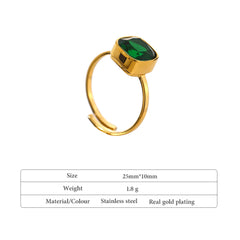 18K Gold Plated Adjustable Geometric Crystal Ring | Luxury Stainless Steel Jewelry – Euphoria Jewels Co