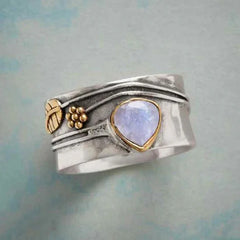 טבעת ירח אבן לשונית כסף