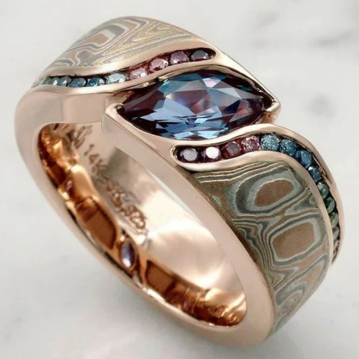 טבעת ספיר קריסטל ורד