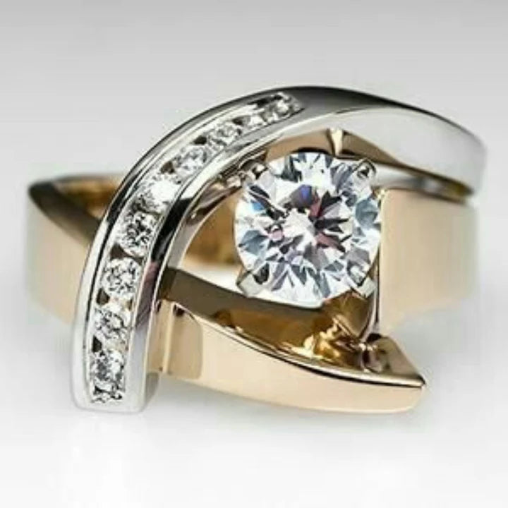 טבעת קריסטל זהב וכסף