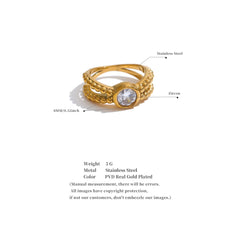 Geometric Zirconia Ring, 18K Gold Plated | Trendy Stainless Steel Design – Euphoria Jewels Co