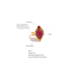 18K Gold Plated Vintage Geometric Agate Stone Ring | Luxury Open Stainless Steel Ring – Euphoria Jewels Co
