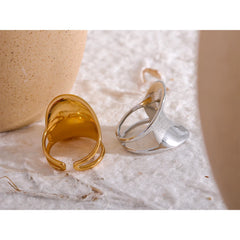 Large Minimalist Statement Ring in 18K Gold Plating | Bold Geometric Design Stainless Steel – Euphoria Jewels Co